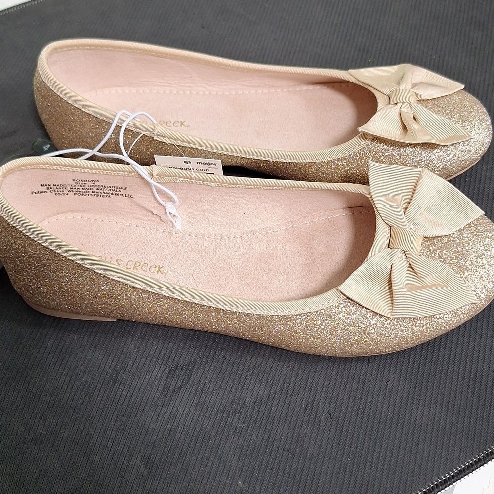 Falls Creek Gold Glitter Ballet Flats